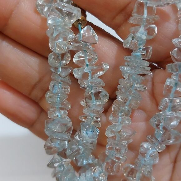 Vintage Clear Glass Crystals Chipped Beads Choker Necklace - Picture 3 of 4